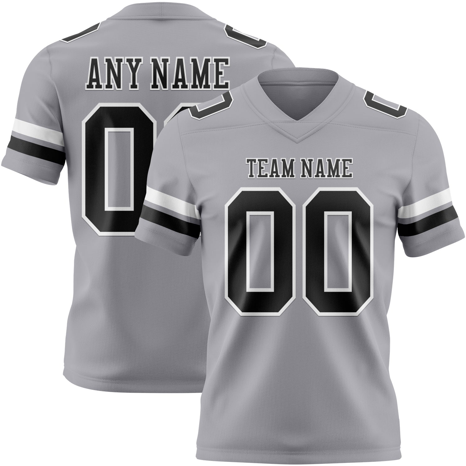 Custom Gray Black-White Mesh Authentic Football Jersey - Sky-Custom