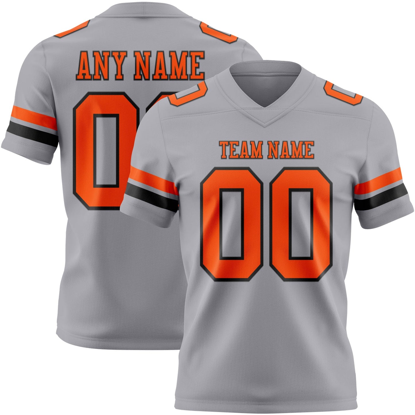 Custom Gray Orange-Black Mesh Authentic Football Jersey - Sky-Custom