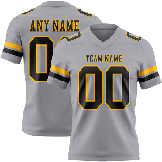 Custom Gray Black-Gold Mesh Authentic Football Jersey - Sky-Custom