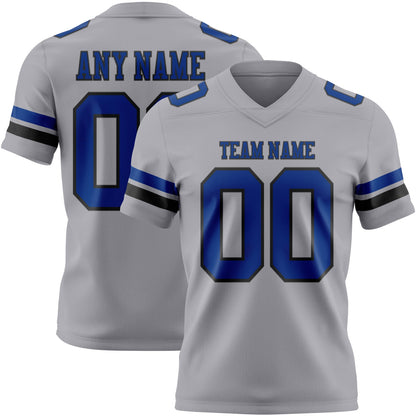 Custom Gray Royal-Black Mesh Authentic Football Jersey - Sky-Custom