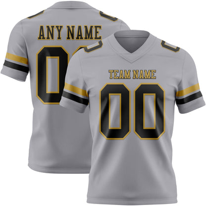 Custom Gray Black-Old Gold Mesh Authentic Football Jersey - Sky-Custom