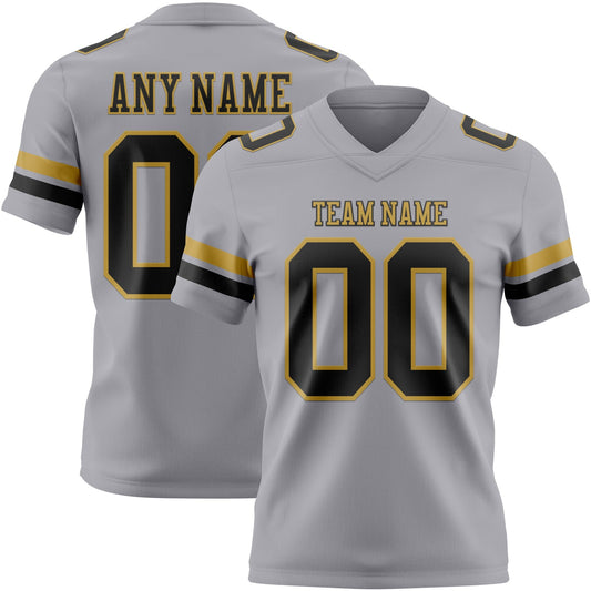 Custom Gray Black-Old Gold Mesh Authentic Football Jersey - Sky-Custom
