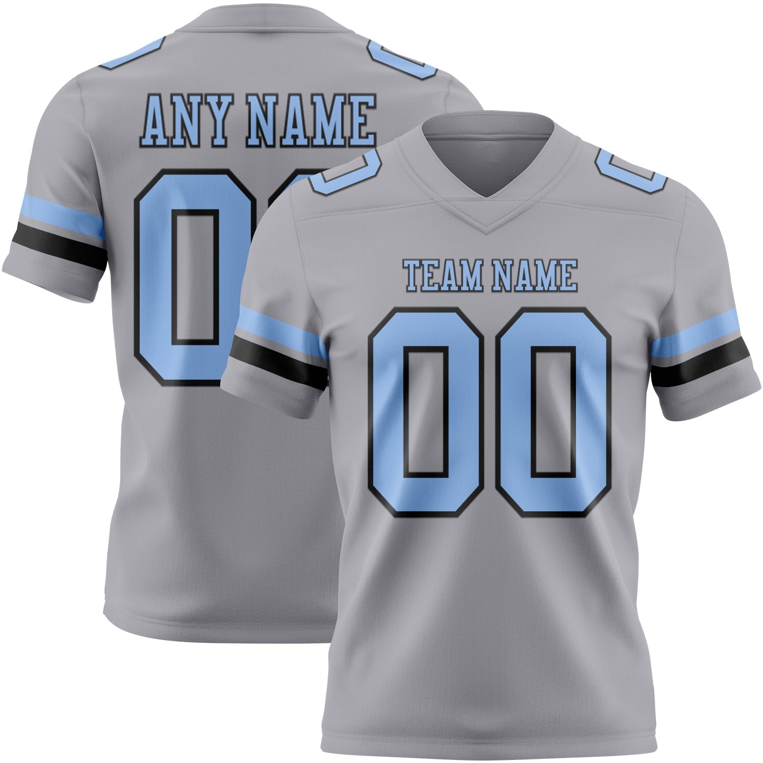 Custom Gray Light Blue-Black Mesh Authentic Football Jersey - Sky-Custom