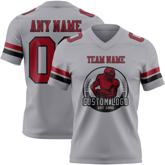 Custom Gray Cardinal-Black Mesh Authentic Football Jersey - Sky-Custom