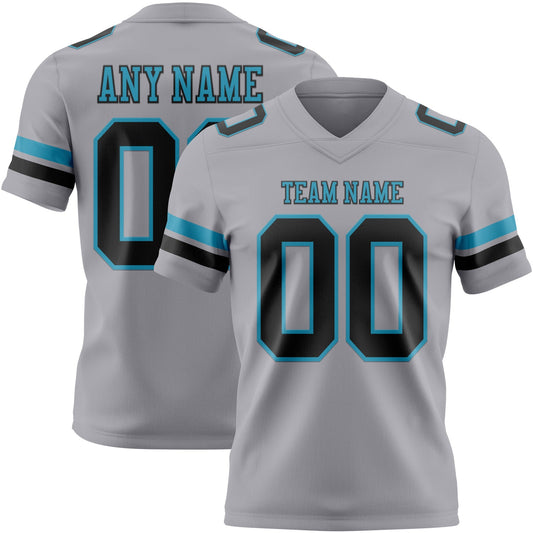Custom Gray Black-Panther Blue Mesh Authentic Football Jersey - Sky-Custom