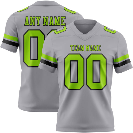 Custom Gray Neon Green-Black Mesh Authentic Football Jersey - Sky-Custom