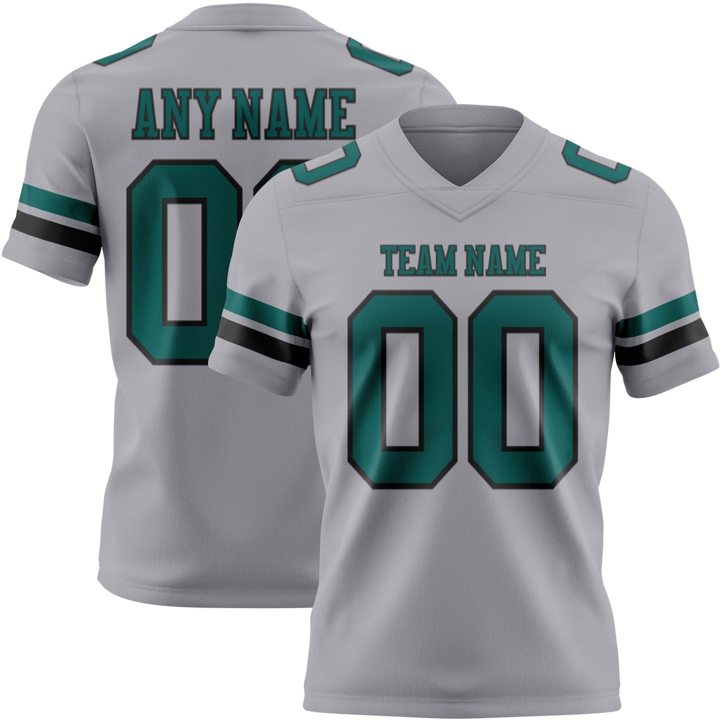 Custom Gray Midnight Green-Black Mesh Authentic Football Jersey - Sky-Custom