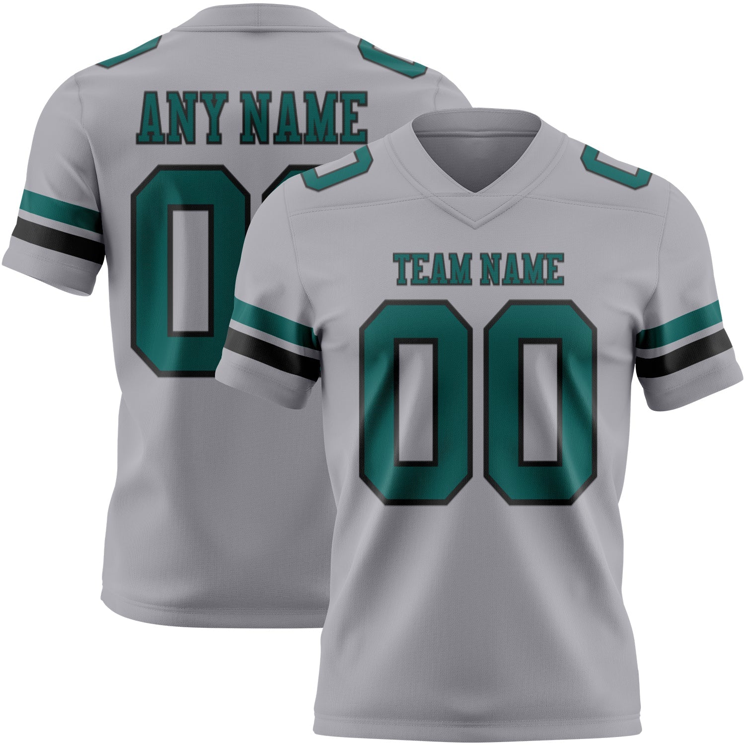 Custom Gray Midnight Green-Black Mesh Authentic Football Jersey - Sky-Custom