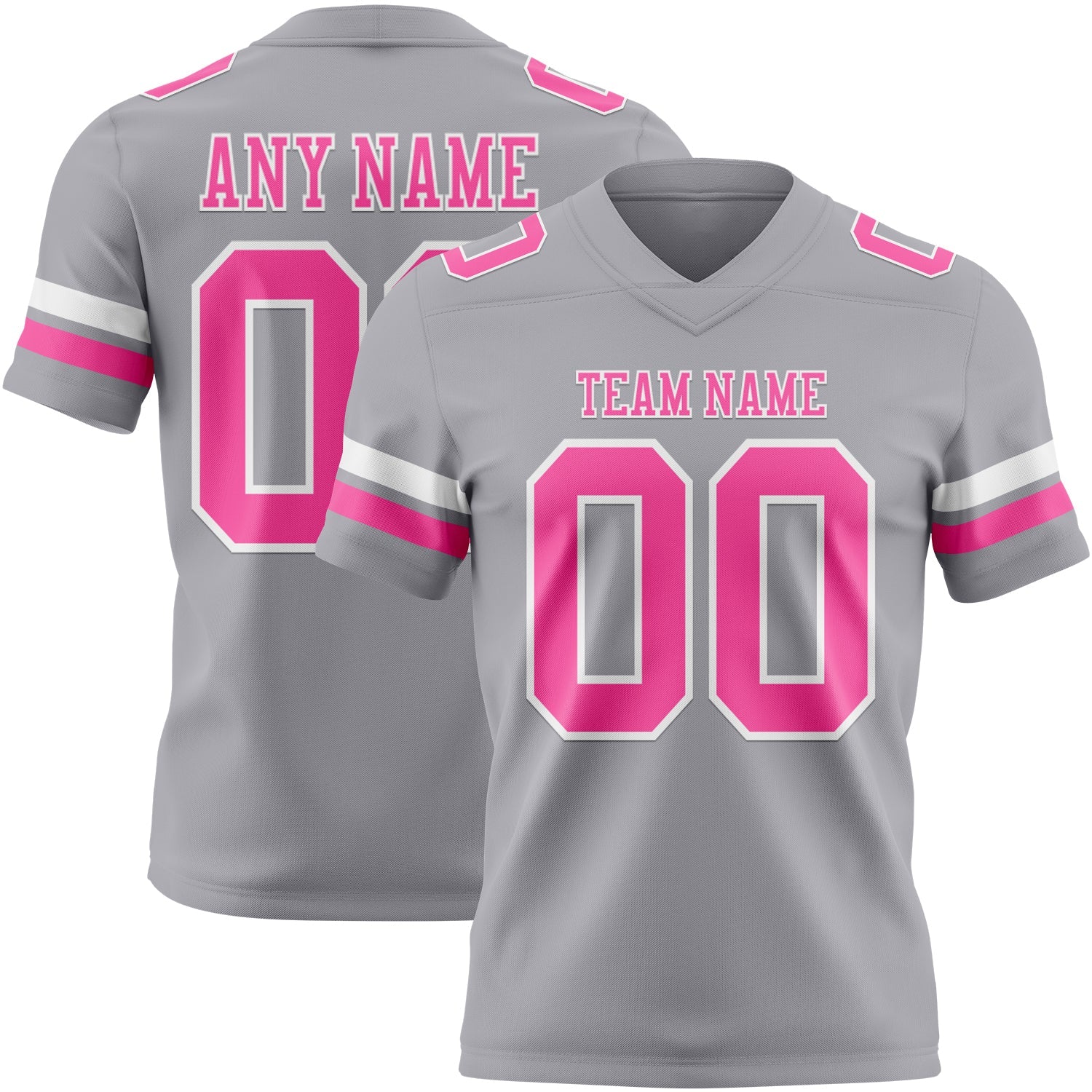 Custom Gray Pink-White Mesh Authentic Football Jersey - Sky-Custom