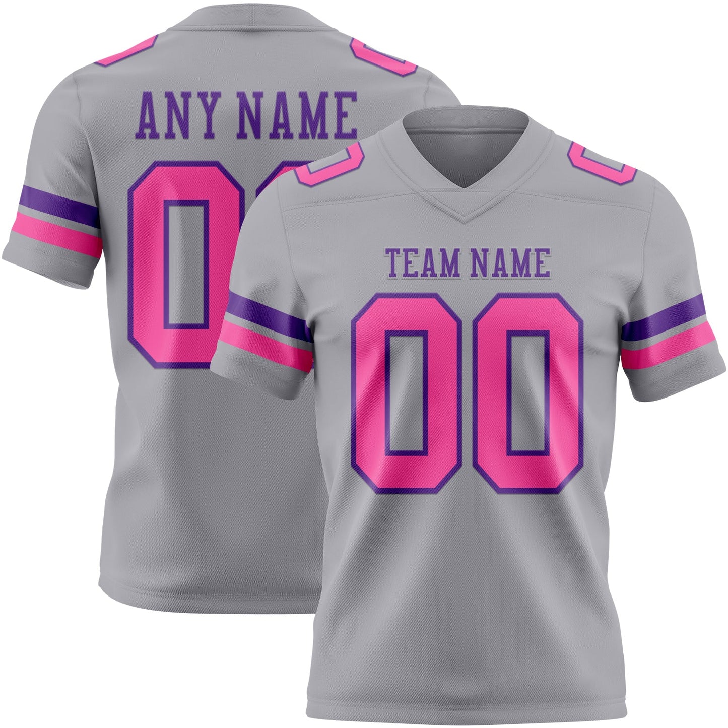 Custom Gray Pink-Purple Mesh Authentic Football Jersey - Sky-Custom