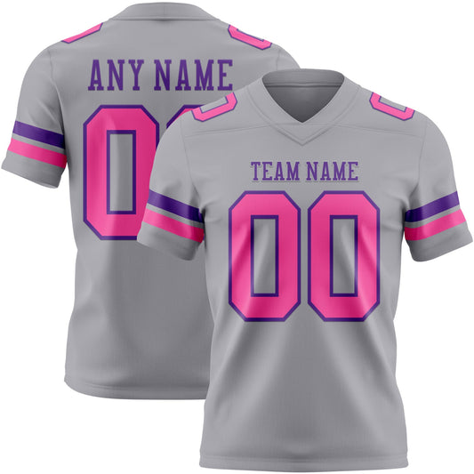 Custom Gray Pink-Purple Mesh Authentic Football Jersey - Sky-Custom