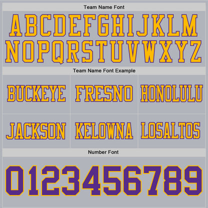 Custom Gray Purple-Gold Mesh Authentic Football Jersey - Sky-Custom