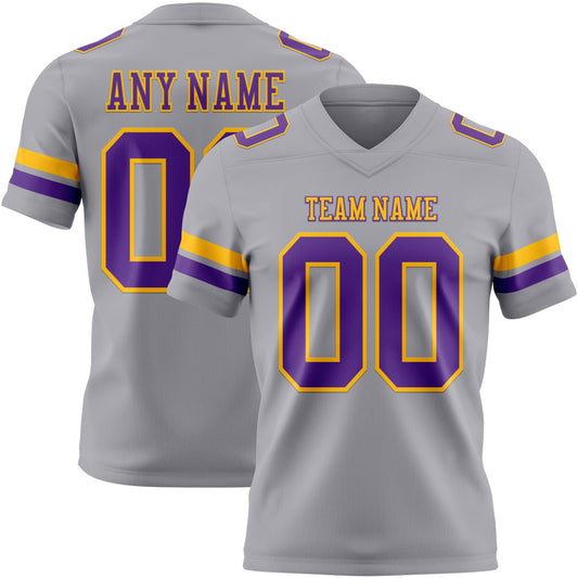 Custom Gray Purple-Gold Mesh Authentic Football Jersey - Sky-Custom