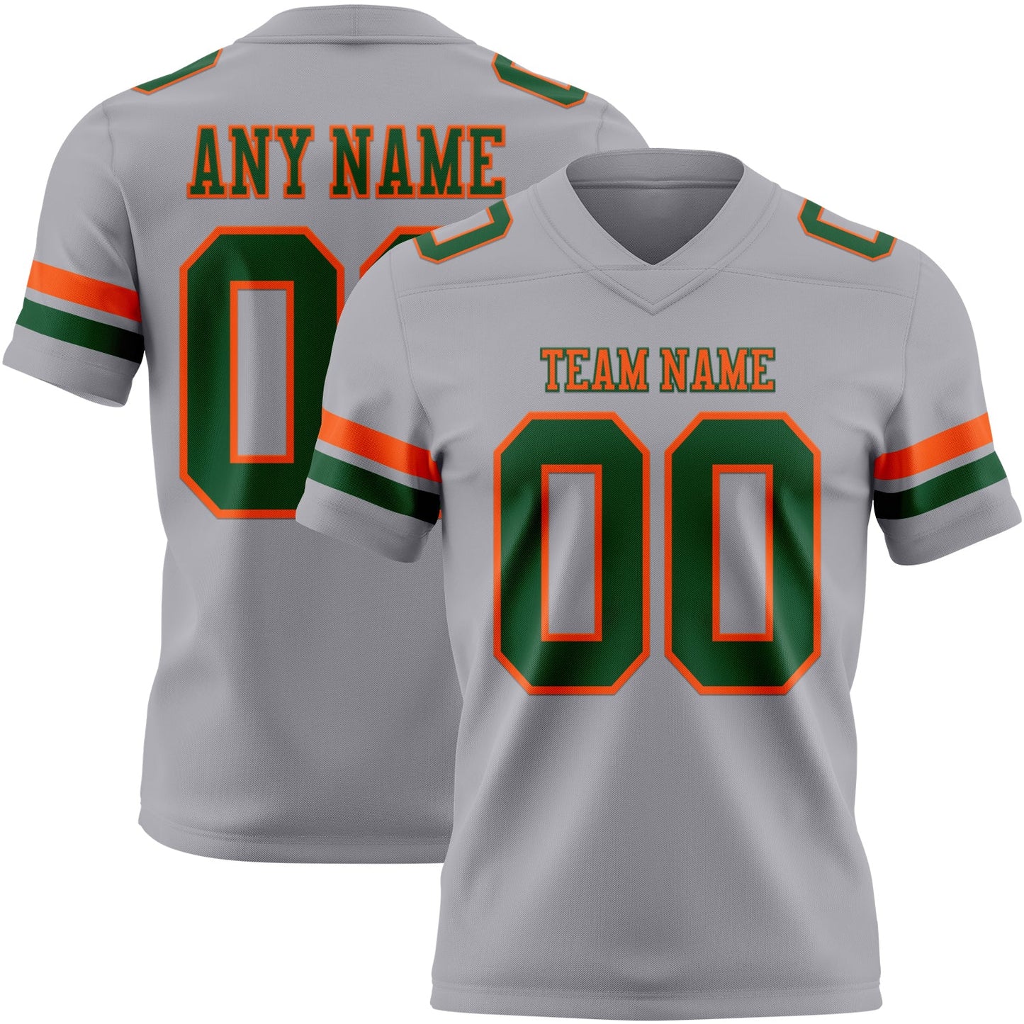 Custom Gray Green-Orange Mesh Authentic Football Jersey - Sky-Custom