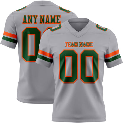 Custom Gray Green-Orange Mesh Authentic Football Jersey - Sky-Custom