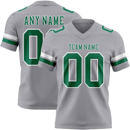 Custom Gray Kelly Green-White Mesh Authentic Football Jersey - Sky-Custom