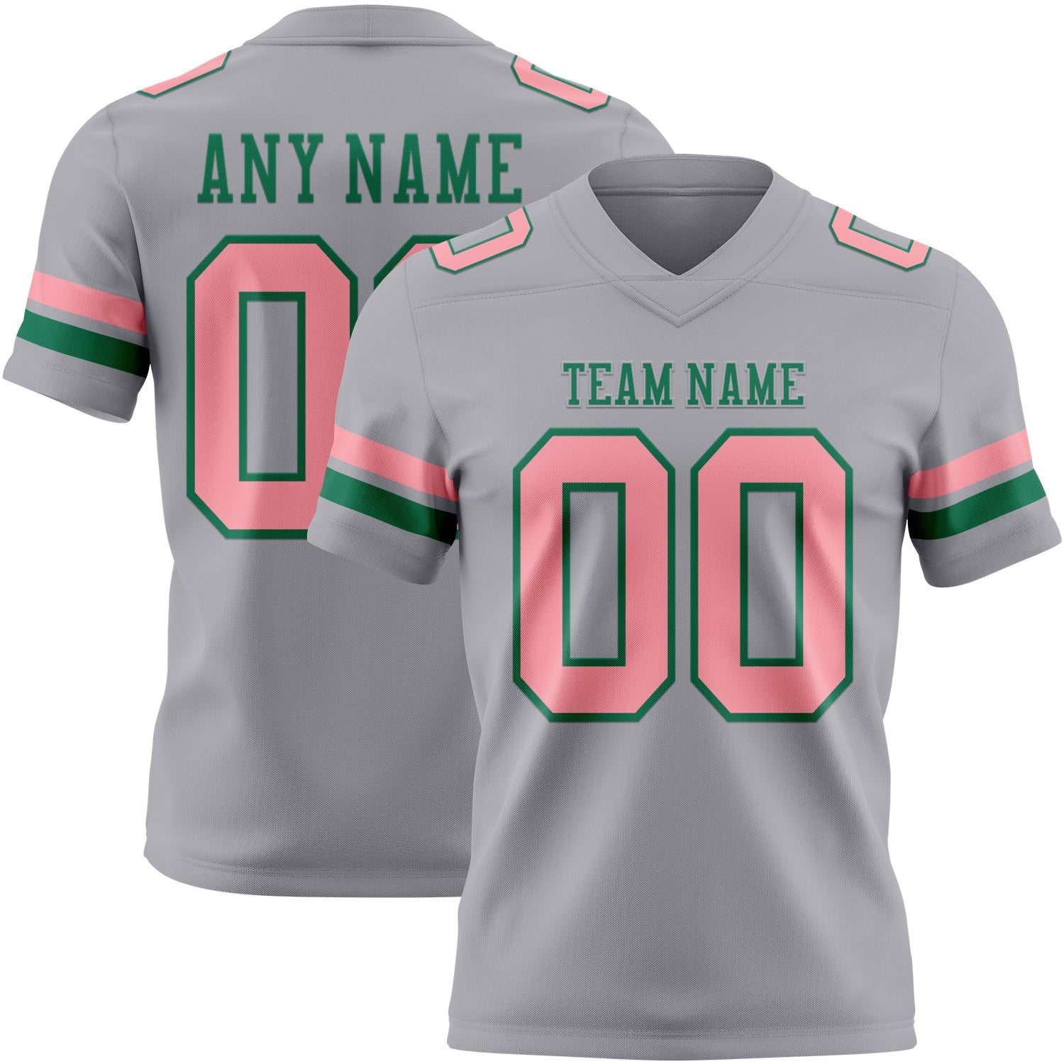 Custom Gray Medium Pink-Kelly Green Mesh Authentic Football Jersey - Sky-Custom