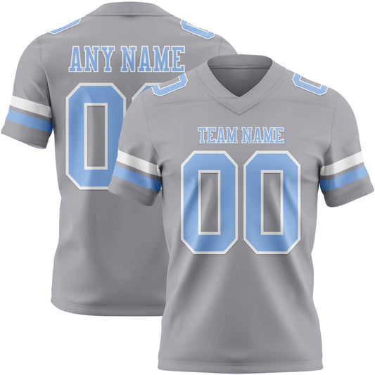Custom Gray Light Blue-White Mesh Authentic Football Jersey - Sky-Custom