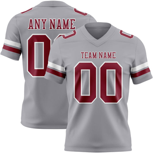 Custom Gray Crimson-White Mesh Authentic Football Jersey - Sky-Custom