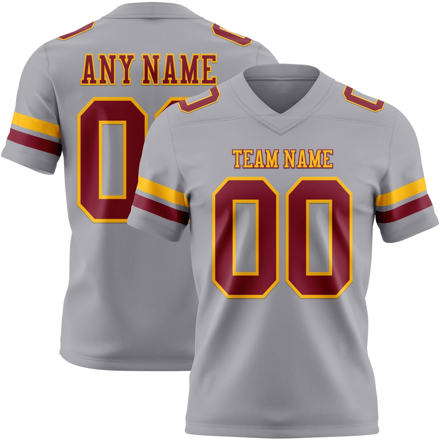 Custom Gray Crimson-Gold Mesh Authentic Football Jersey - Sky-Custom