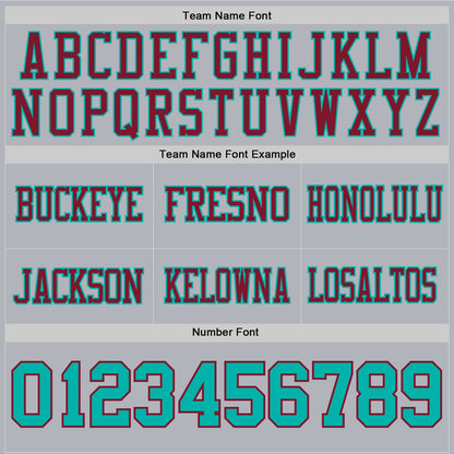 Custom Gray Aqua-Crimson Mesh Authentic Football Jersey - Sky-Custom