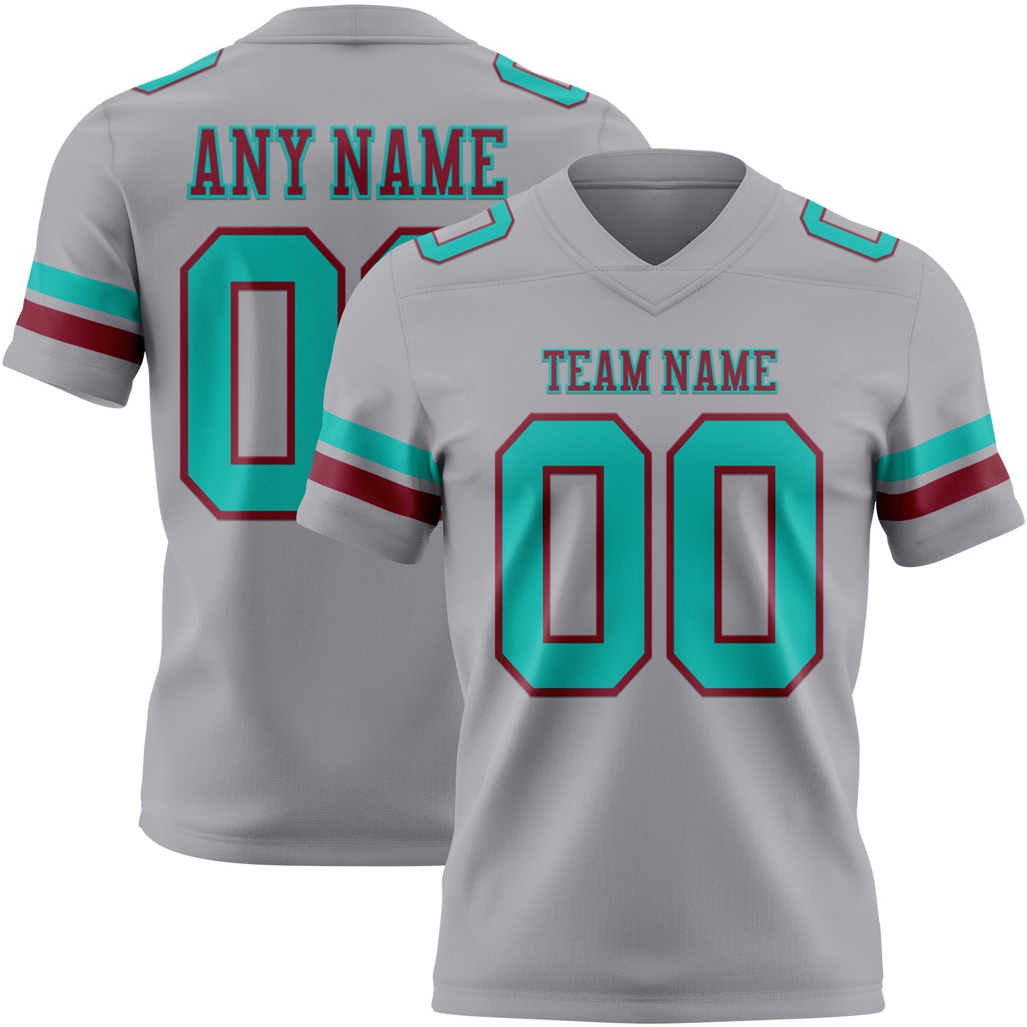 Custom Gray Aqua-Crimson Mesh Authentic Football Jersey - Sky-Custom