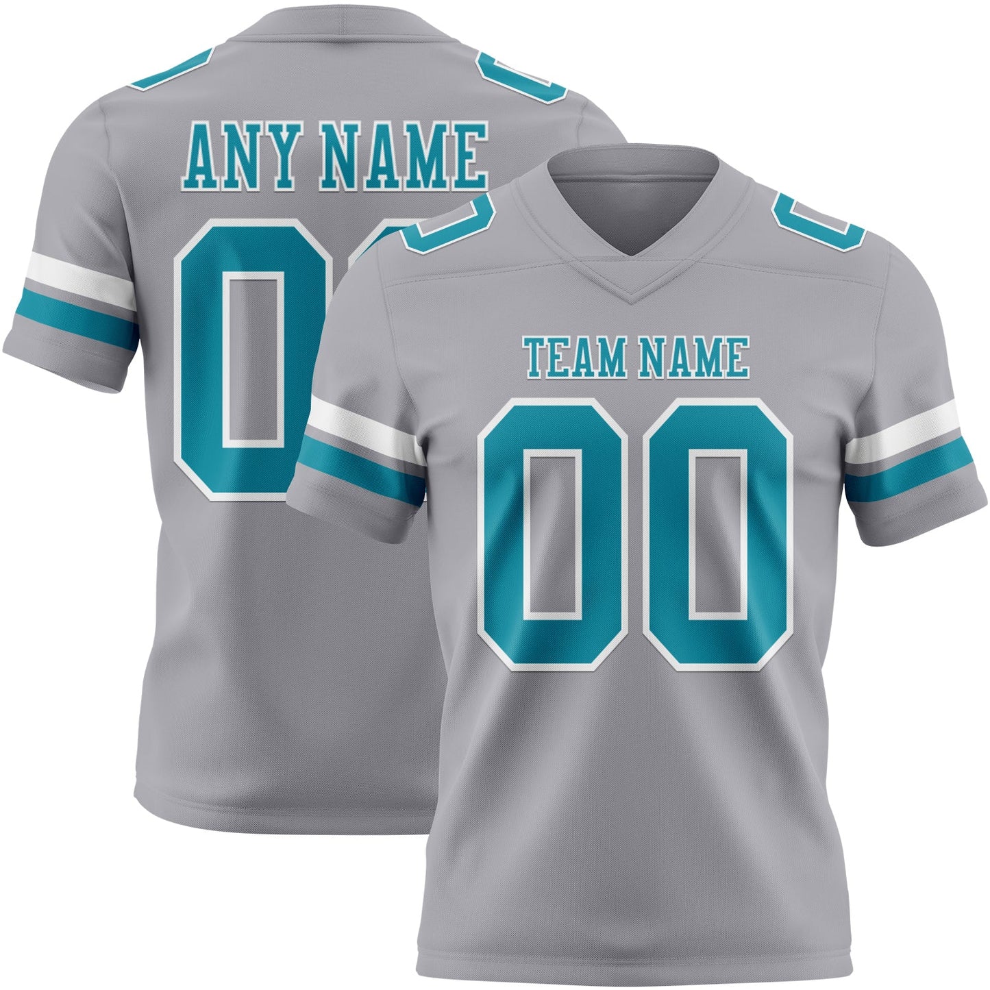 Custom Gray Teal-White Mesh Authentic Football Jersey - Sky-Custom