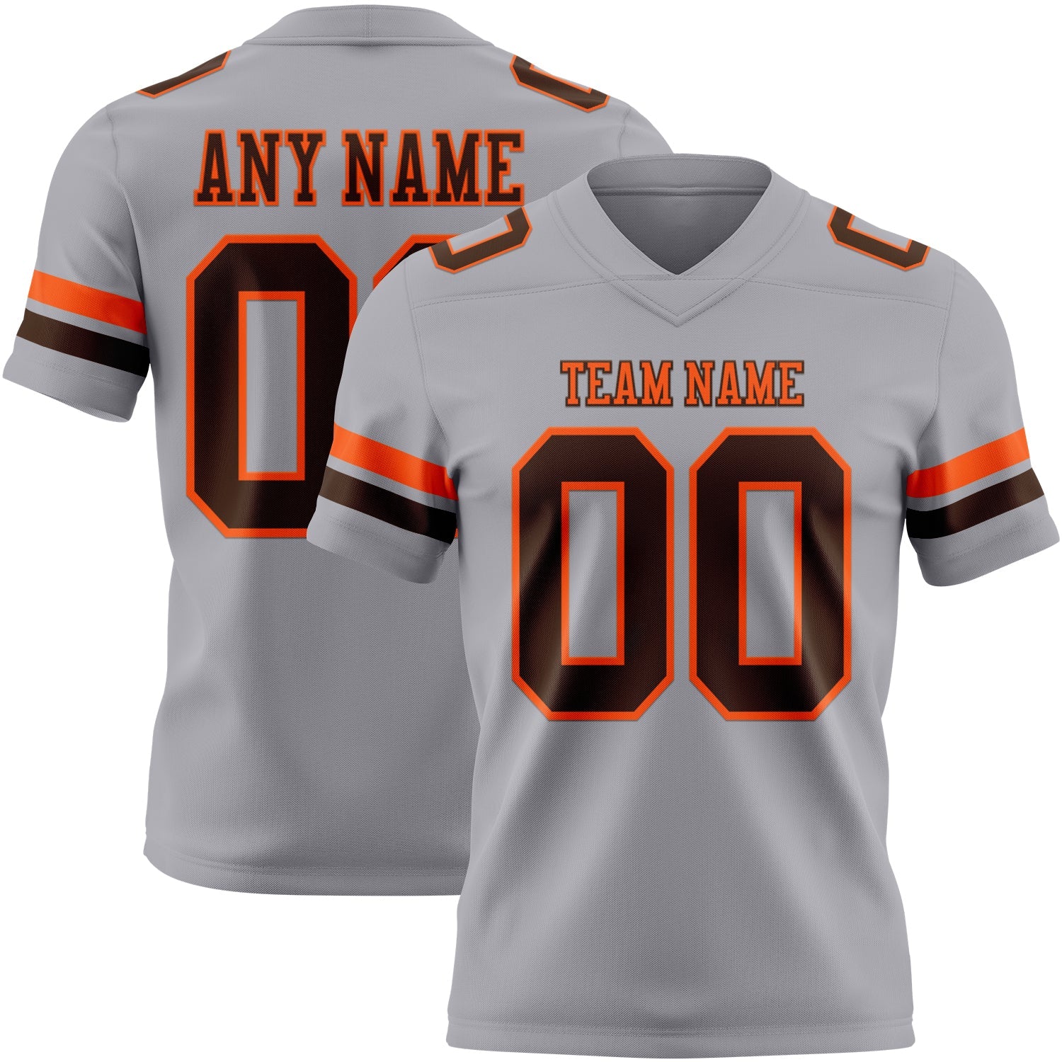 Custom Gray Brown-Orange Mesh Authentic Football Jersey - Sky-Custom