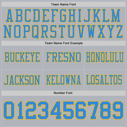 Custom Gray Powder Blue-Gold Mesh Authentic Football Jersey - Sky-Custom