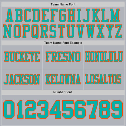 Custom Gray Aqua-Orange Mesh Authentic Football Jersey - Sky-Custom
