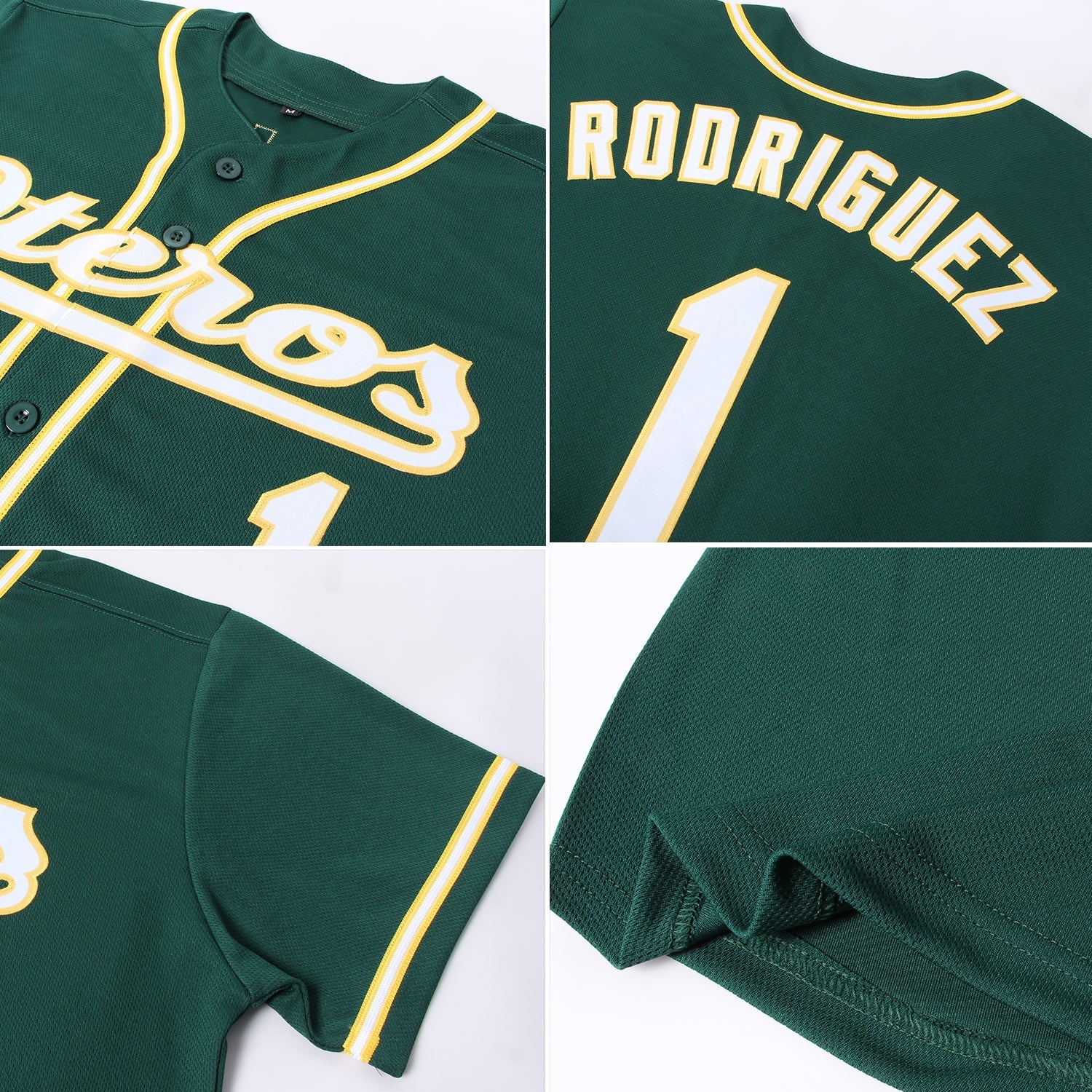 Custom Green White-Gold Authentic Baseball Jersey - Sky-Custom