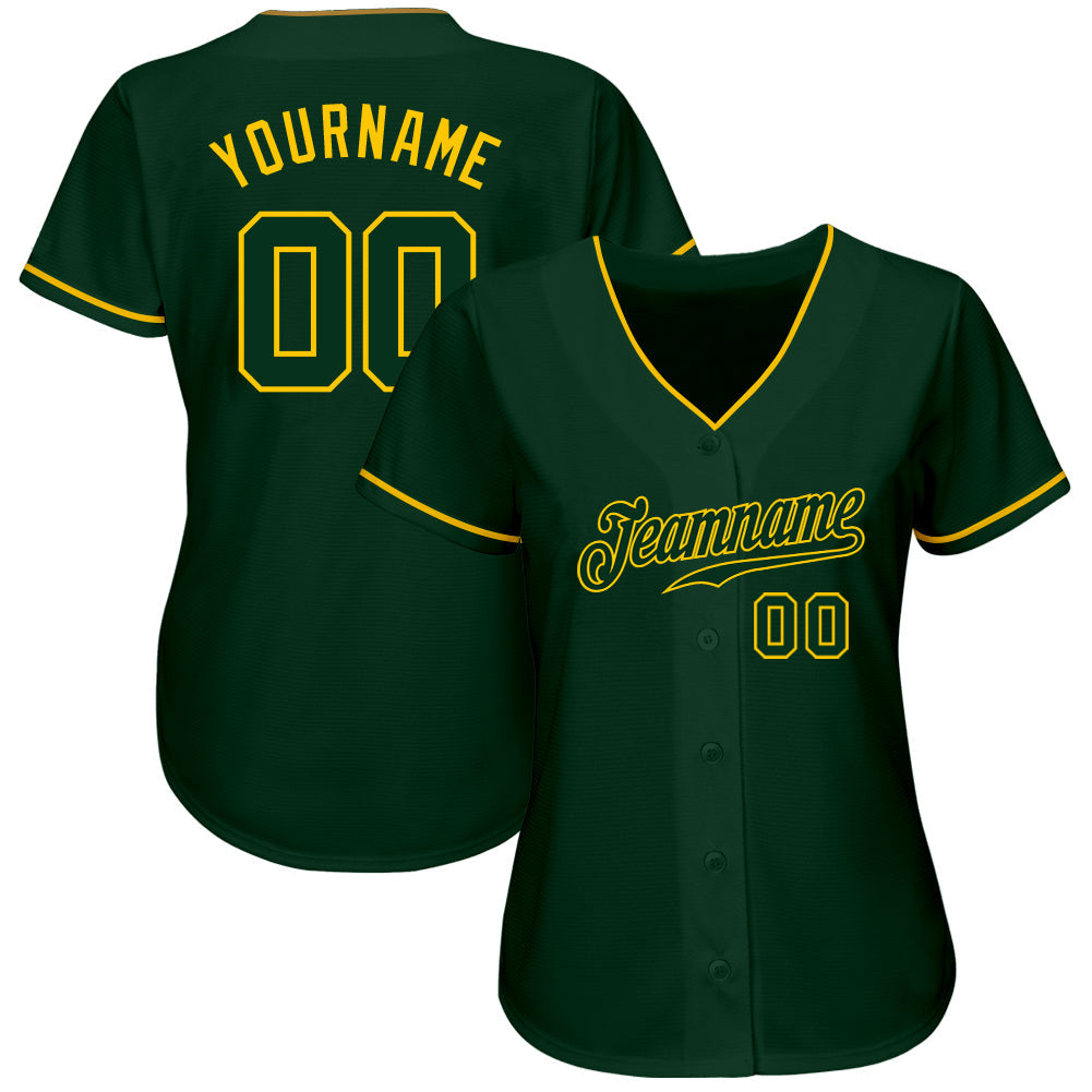 Custom Green Green-Gold Authentic Baseball Jersey - Sky-Custom