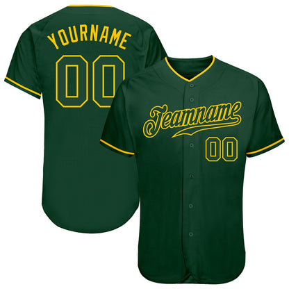 Custom Green Green-Gold Authentic Baseball Jersey - Sky-Custom