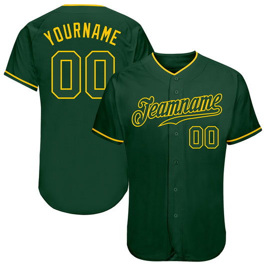 Custom Green Green-Gold Authentic Baseball Jersey - Sky-Custom