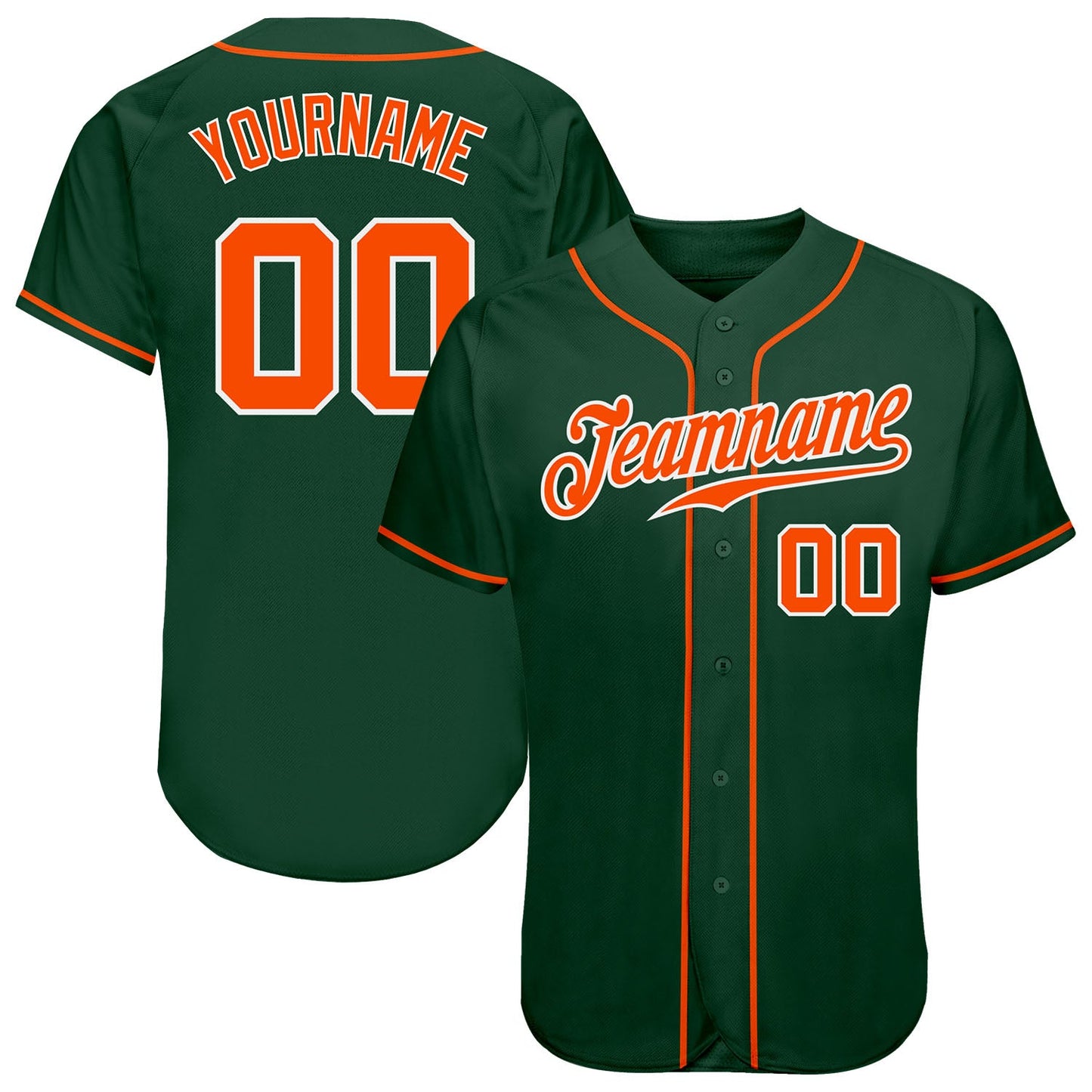 Custom Green Orange-White Authentic Baseball Jersey - Sky-Custom