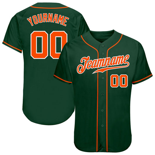 Custom Green Orange-White Authentic Baseball Jersey - Sky-Custom