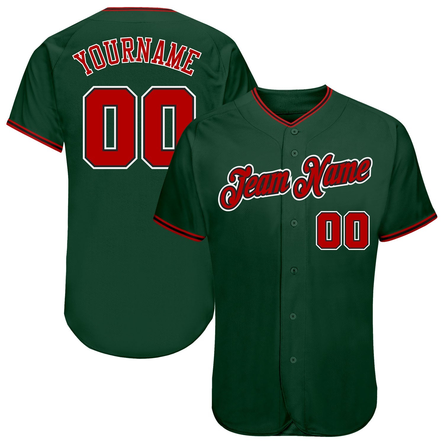 Custom Green Red-Black Authentic Baseball Jersey - Sky-Custom