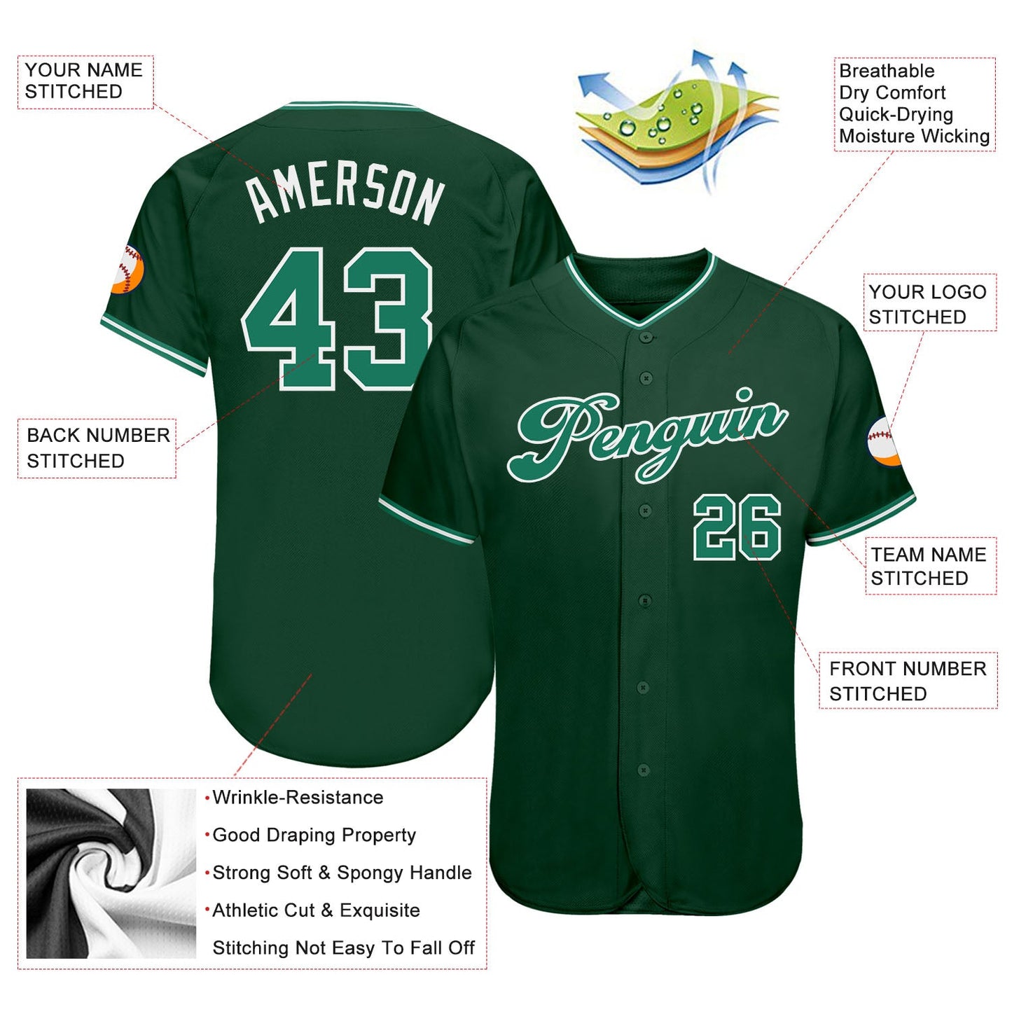 Custom Green Kelly Green-White Authentic Baseball Jersey - Sky-Custom