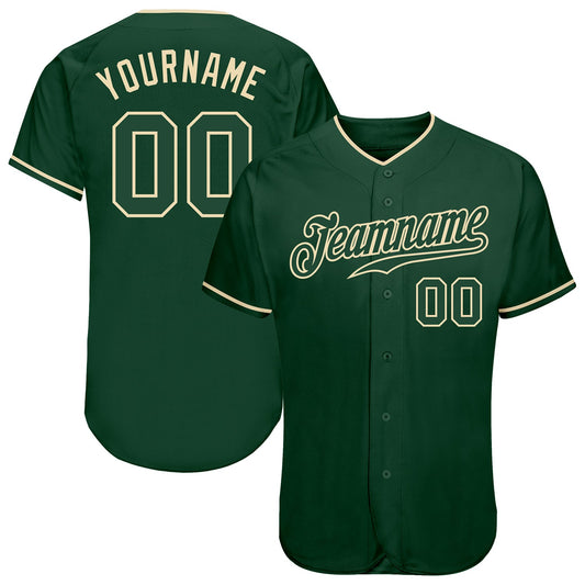 Custom Green Green-Cream Authentic Baseball Jersey - Sky-Custom