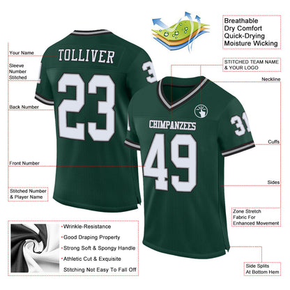 Custom Green White-Gray Mesh Authentic Throwback Football Jersey - Sky-Custom