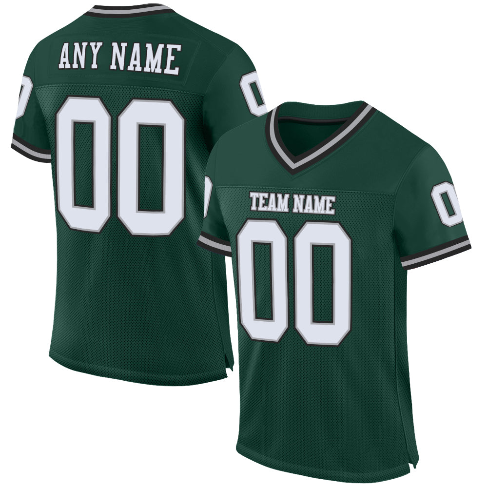 Custom Green White-Gray Mesh Authentic Throwback Football Jersey - Sky-Custom