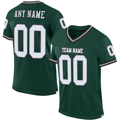 Custom Green White-Gray Mesh Authentic Throwback Football Jersey - Sky-Custom