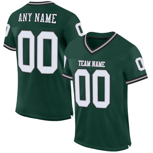 Custom Green White-Gray Mesh Authentic Throwback Football Jersey - Sky-Custom