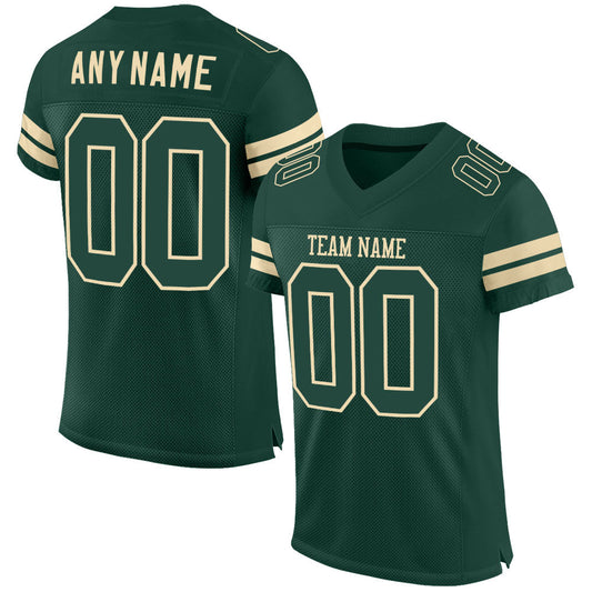 Custom Green Green-Cream Mesh Authentic Football Jersey - Sky-Custom
