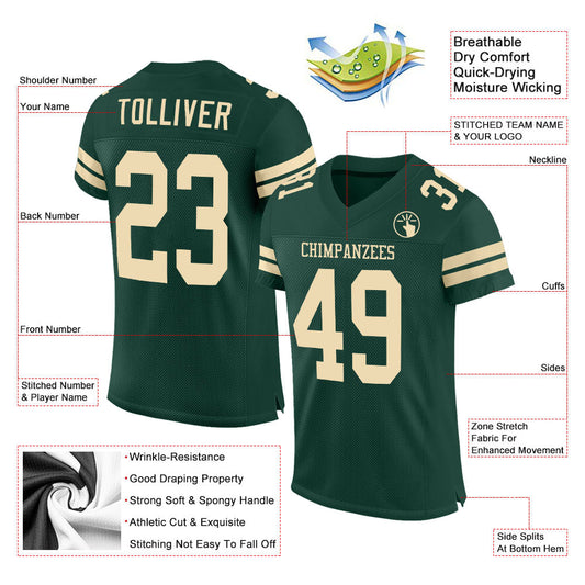 Custom Green Cream Mesh Authentic Football Jersey - Sky-Custom