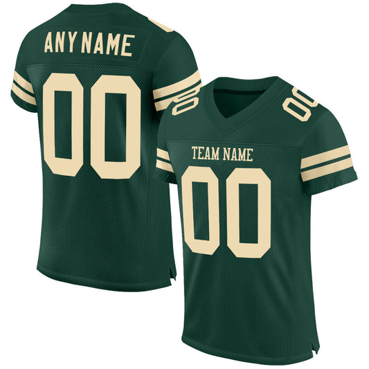 Custom Green Cream Mesh Authentic Football Jersey - Sky-Custom