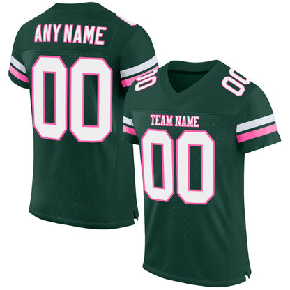 Custom Green White-Pink Mesh Authentic Football Jersey - Sky-Custom