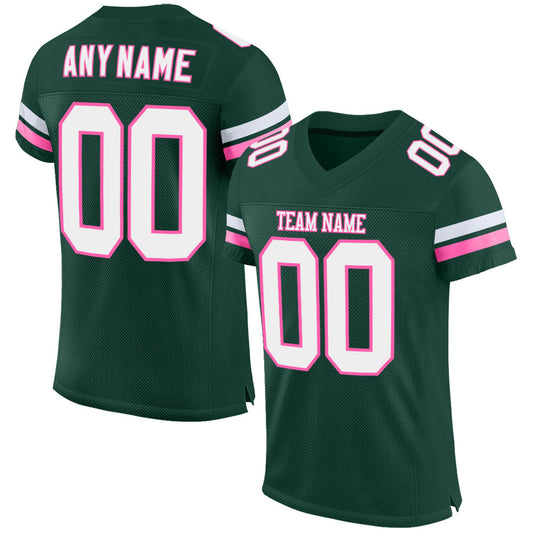 Custom Green White-Pink Mesh Authentic Football Jersey - Sky-Custom