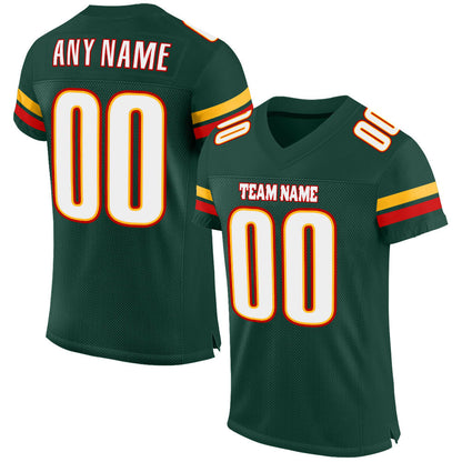 Custom Green White-Red Mesh Authentic Football Jersey - Sky-Custom