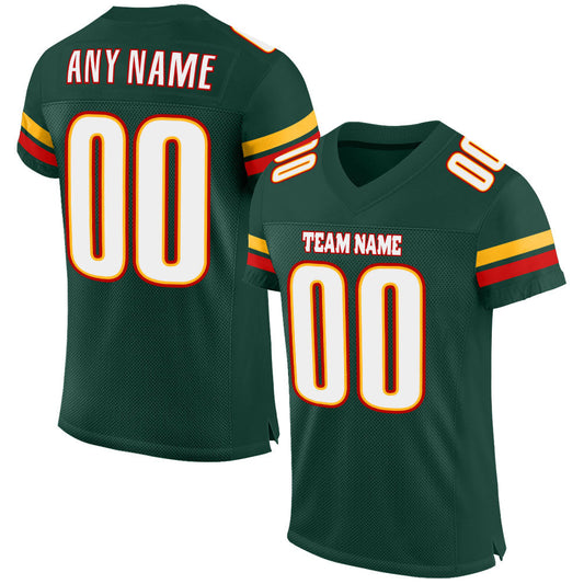 Custom Green White-Red Mesh Authentic Football Jersey - Sky-Custom
